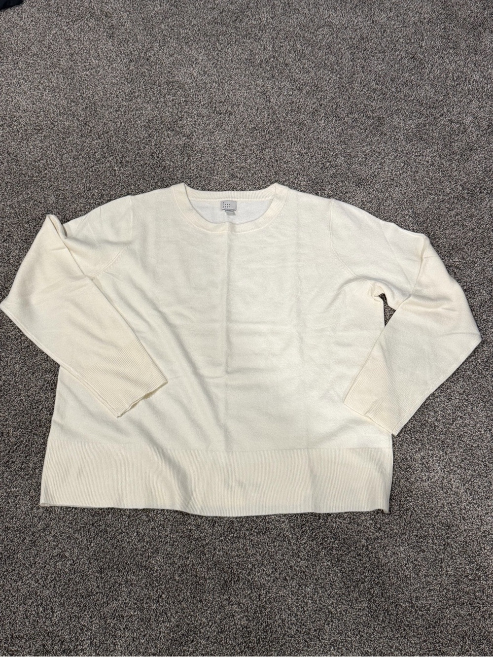 A New Day Womans Cream Crewneck Long-Sleeve Shirt size XXL